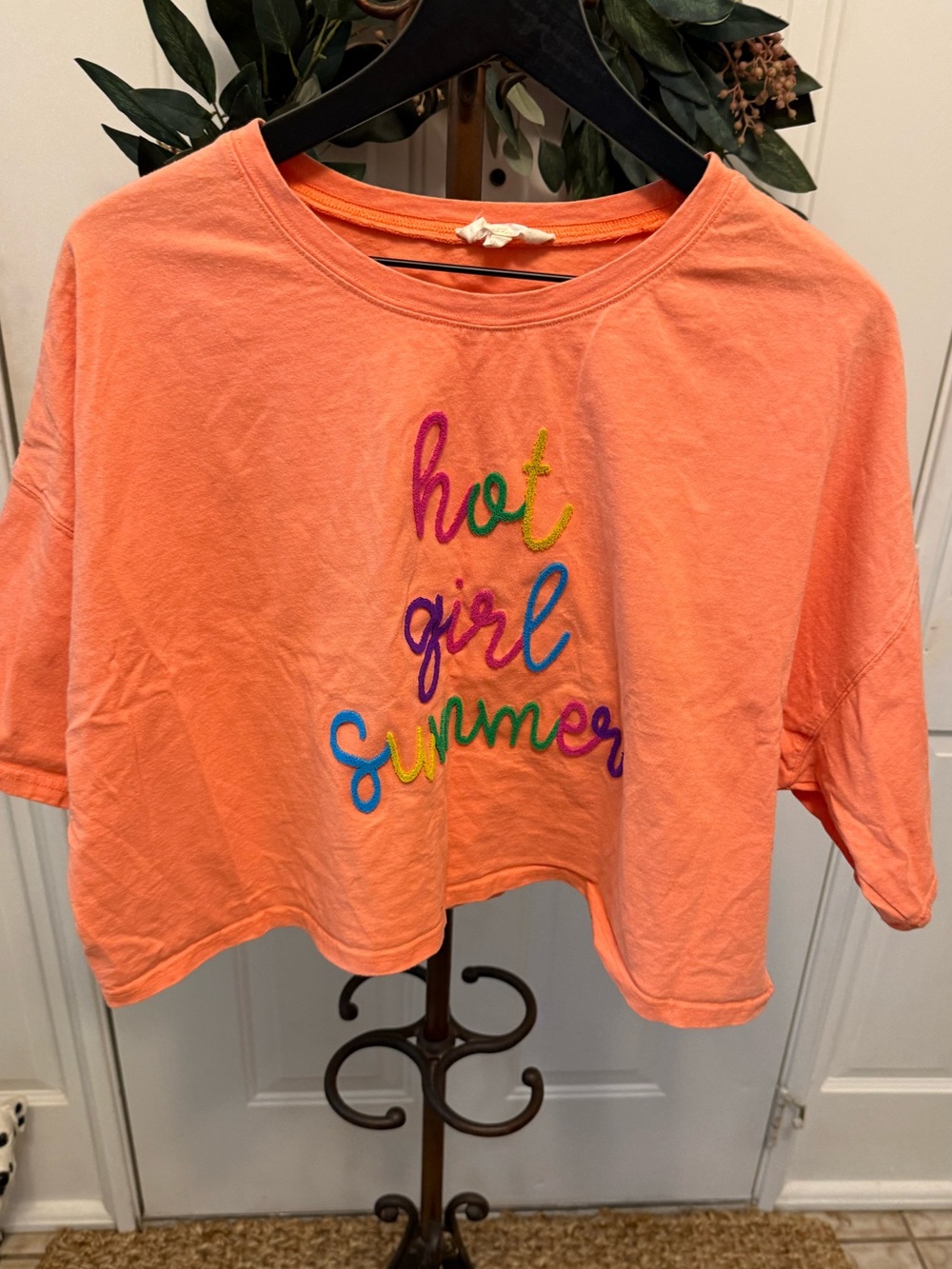Peach Love Colorful Hot Girl Summer Oversized Boxy Semi Cropped Tee T Shirt S